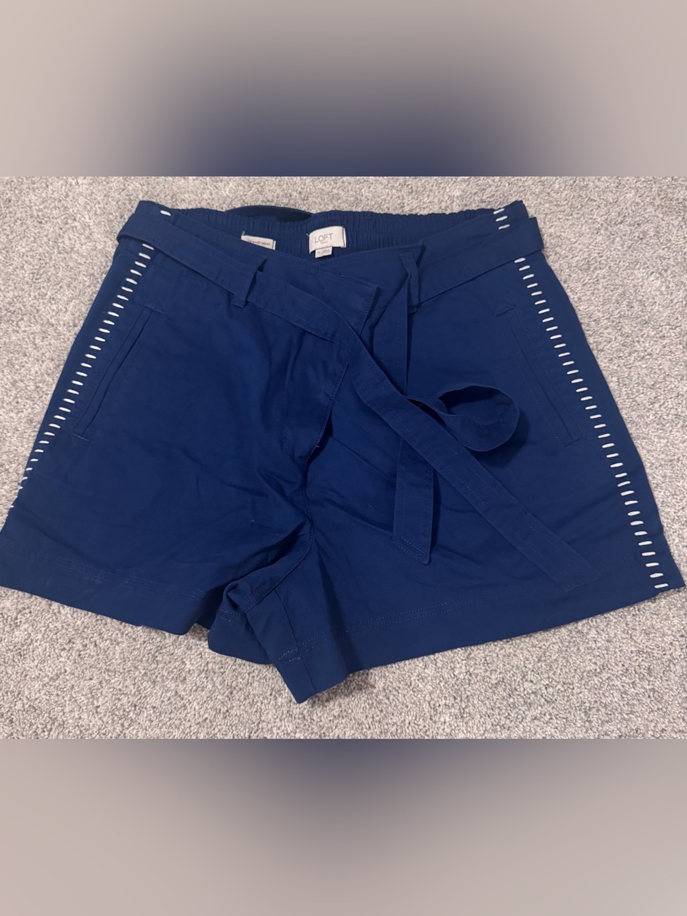 LOFT Women's Deep Navy Tie-Belt Shorts